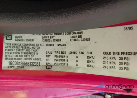 2006 Chevrolet Colorado Lt z USA, uszkodzony, nr VIN 1GCDS136568132361